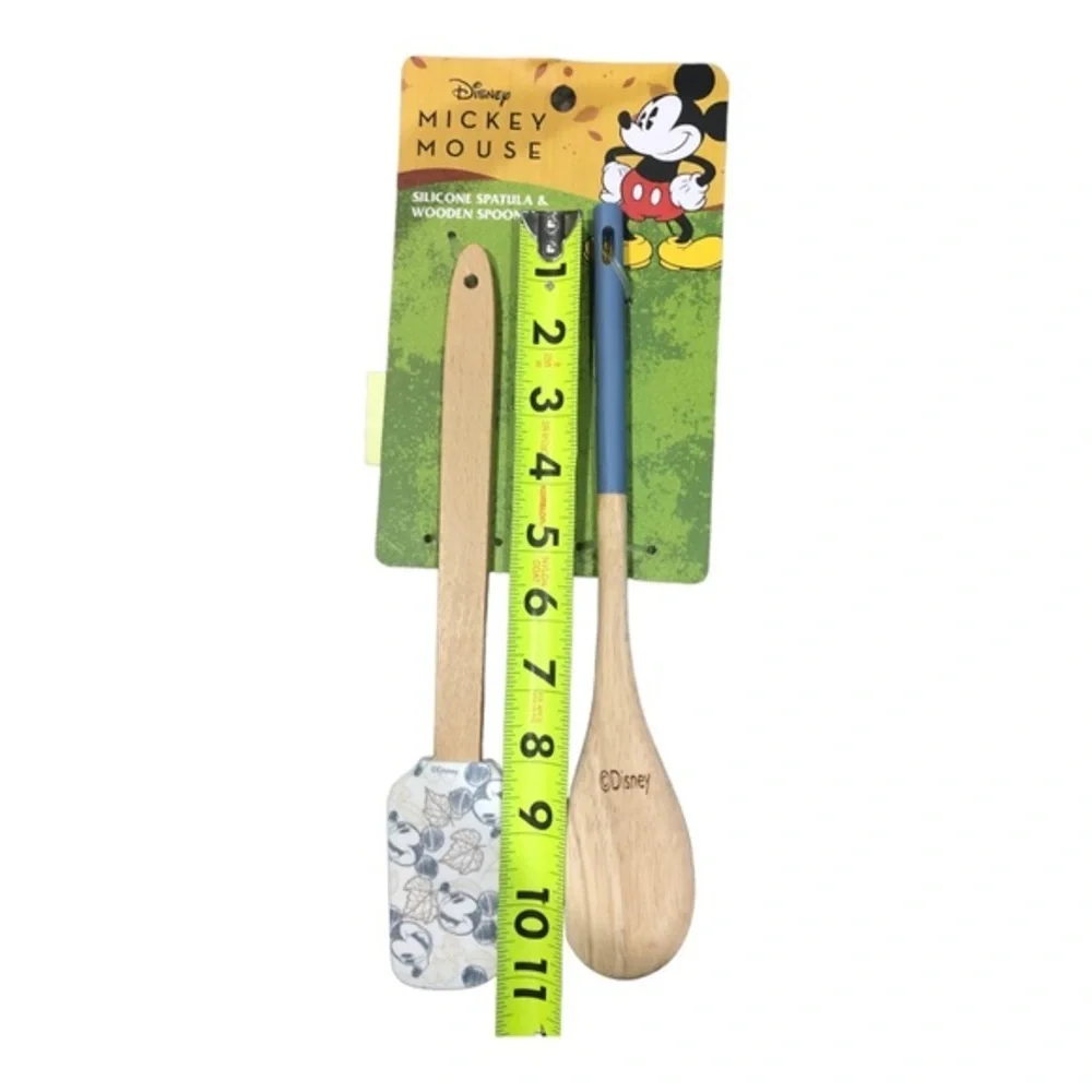 Disney Mickey Mouse 2piece spoon‎ spatula silicon & wood cooking and mixing set